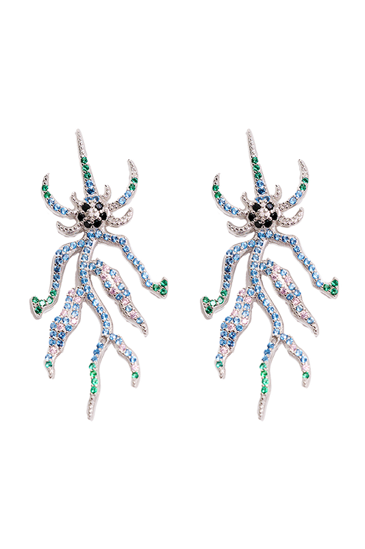 AQUAMARINE SPIKE MONSTER EARRING