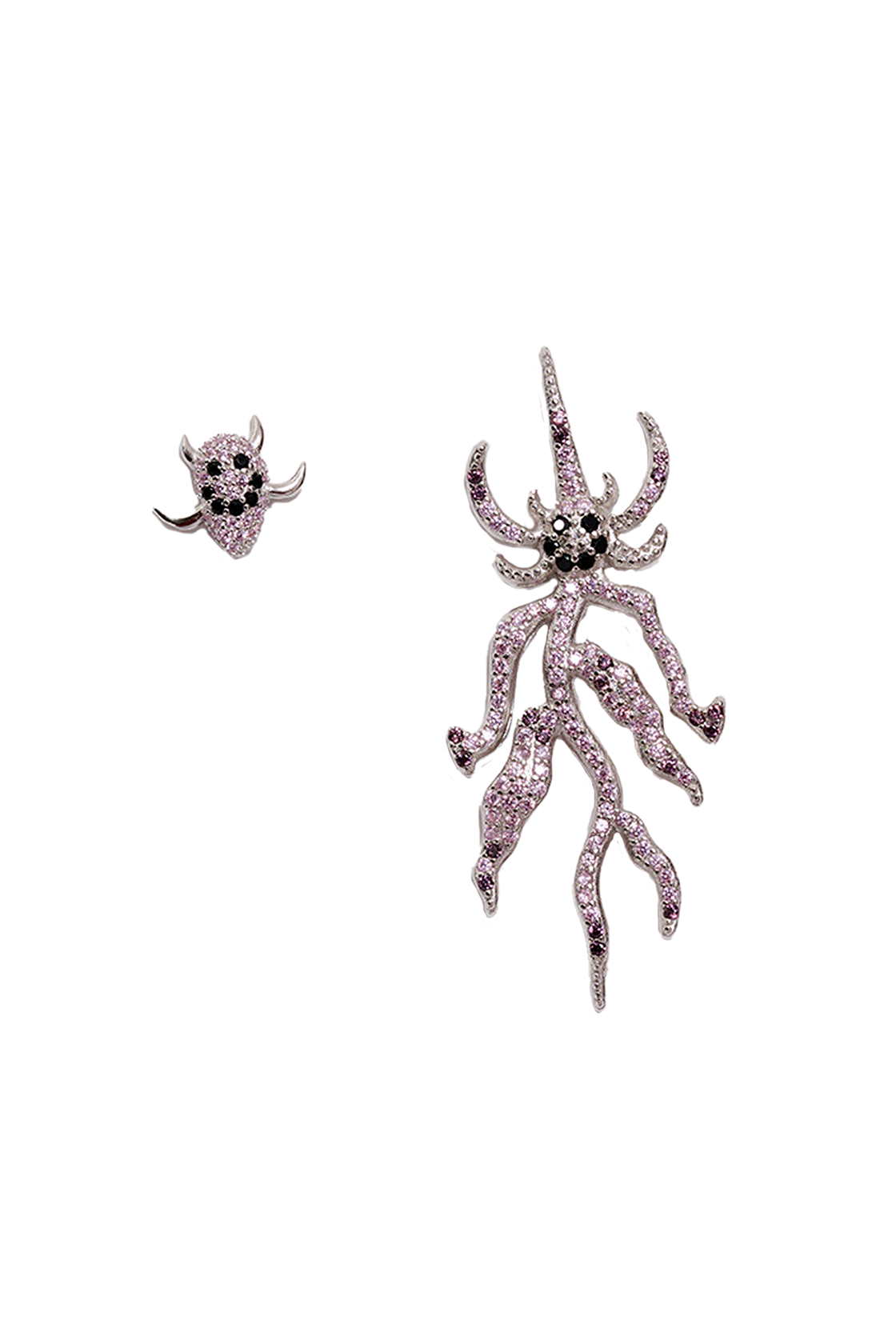 LIGHT ROSE SPIKE MONSTER MIX EARRING