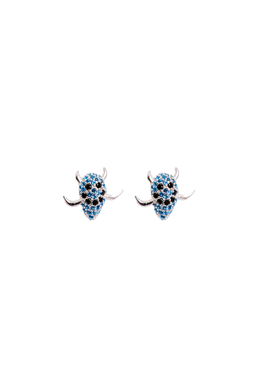 AQUAMARINE SPIKE MONSTER STUDS