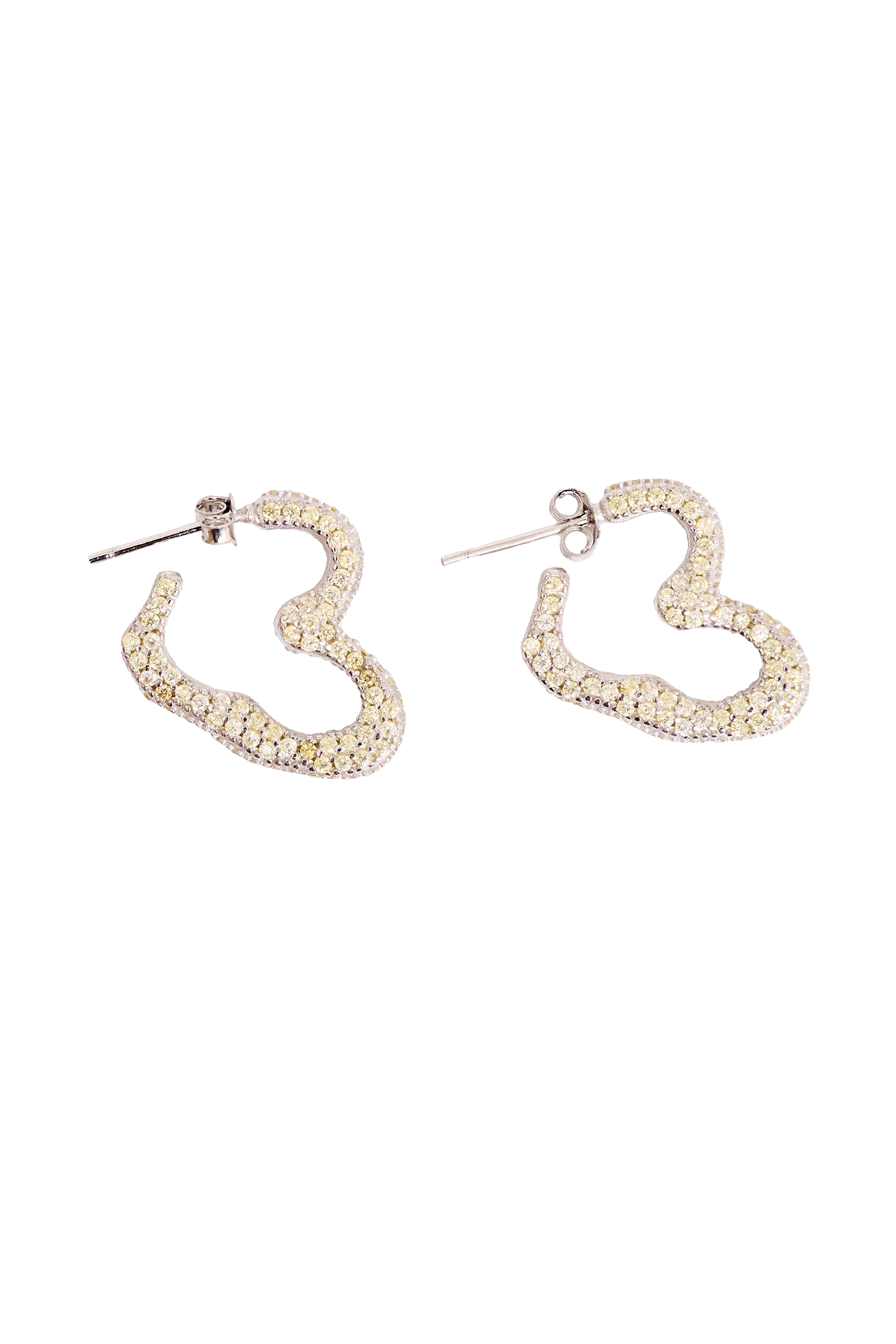 CHAMPAGNE RHINESTONE HEART EARRINGS