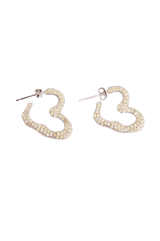 CHAMPAGNE RHINESTONE HEART EARRINGS