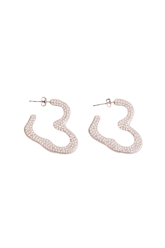 CRYSTAL CLEAR RHINESTONE HEART EARRINGS