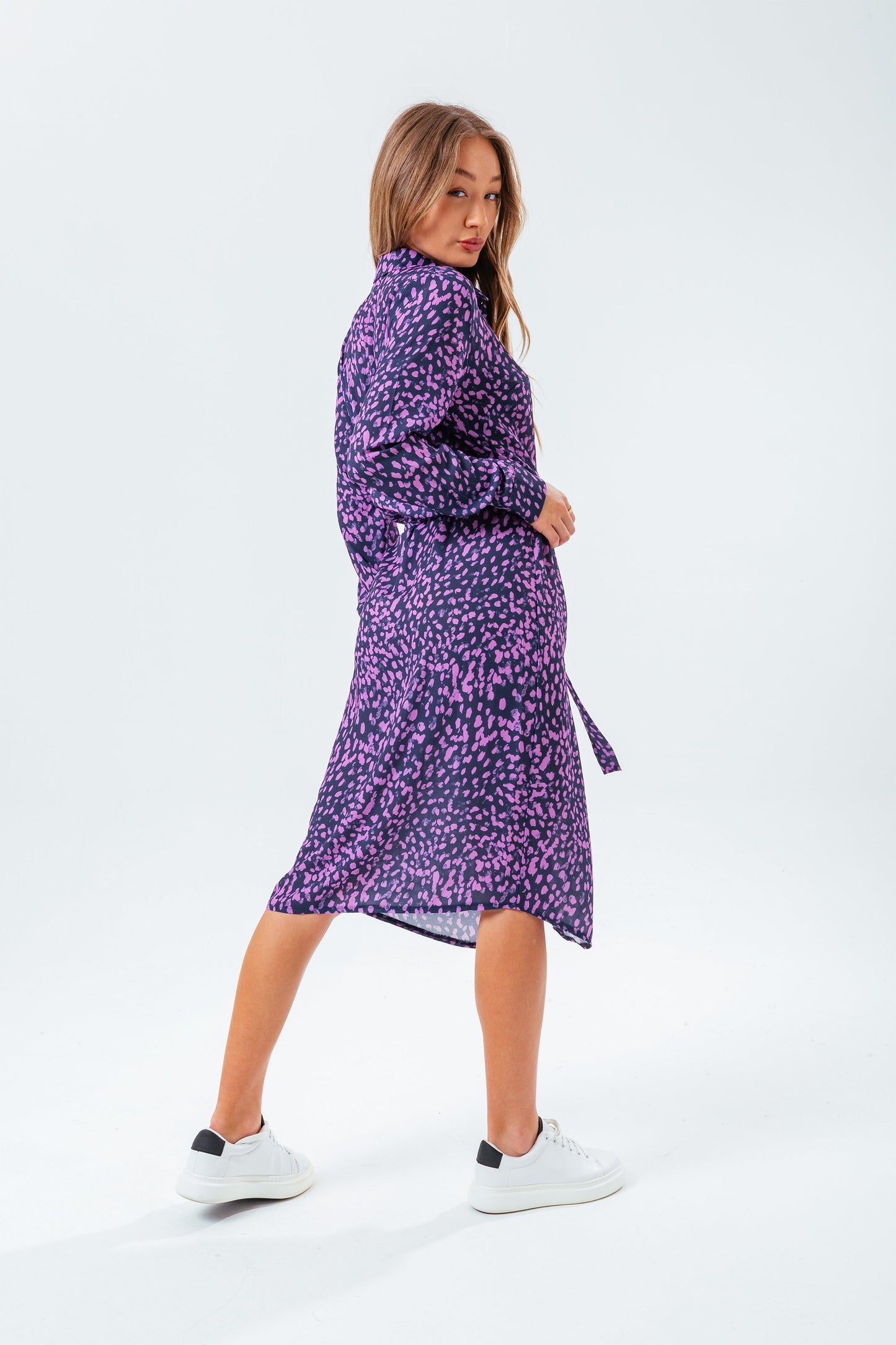 HYPE PURPLE PRINTS WOMEN'S SHIRT DRESS