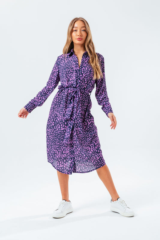 HYPE PURPLE PRINTS WOMEN'S SHIRT DRESS
