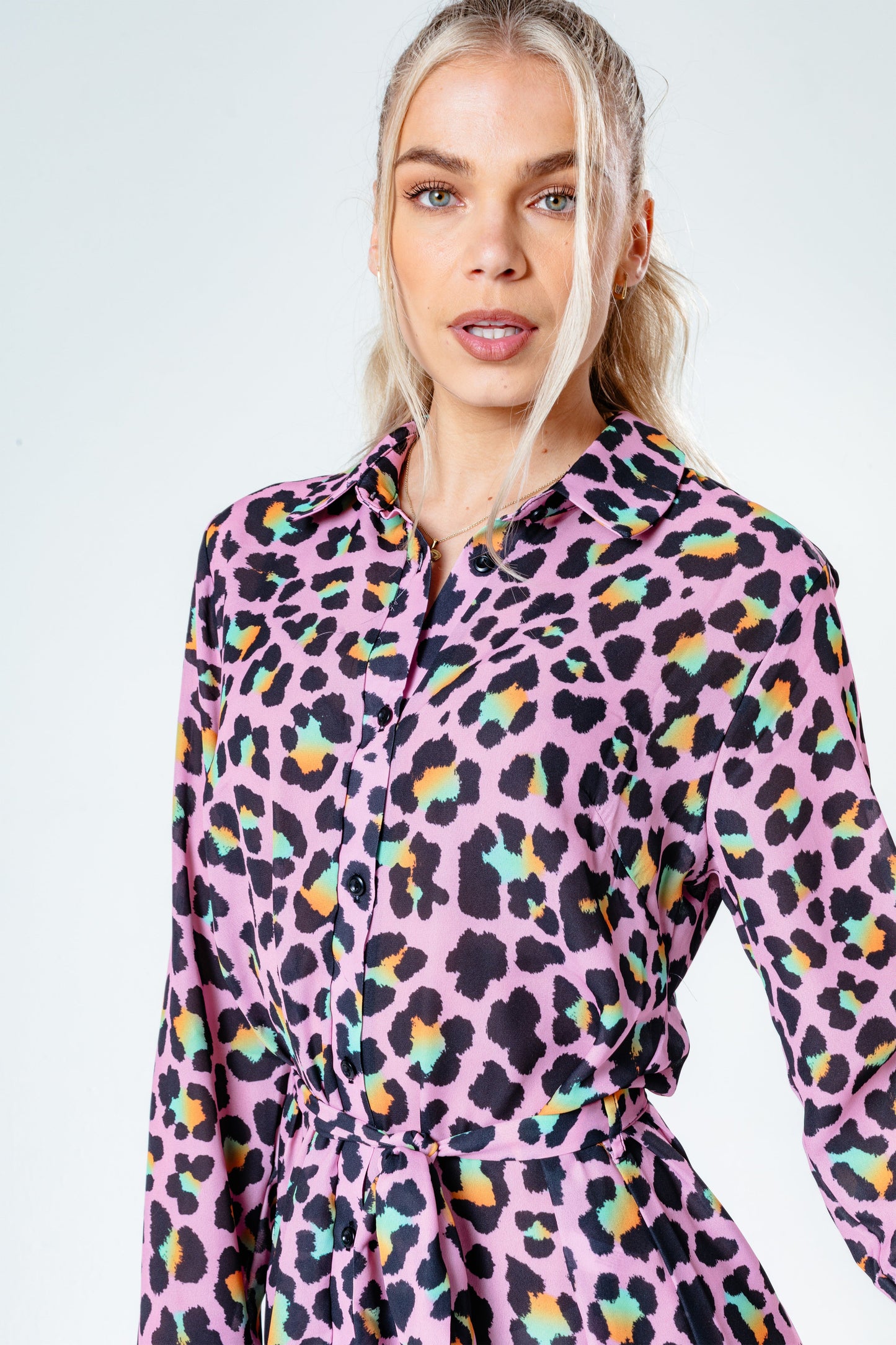 HYPE DISCO LEOPARD WOMEN'S SHIRT DRESS