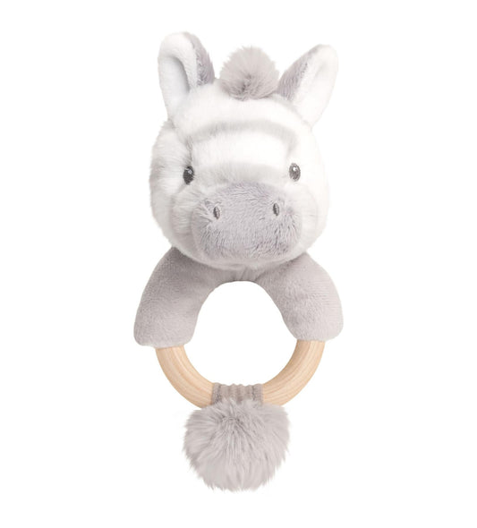 Keeleco Baby Cuddle Zebra Ring Rattle 14cm