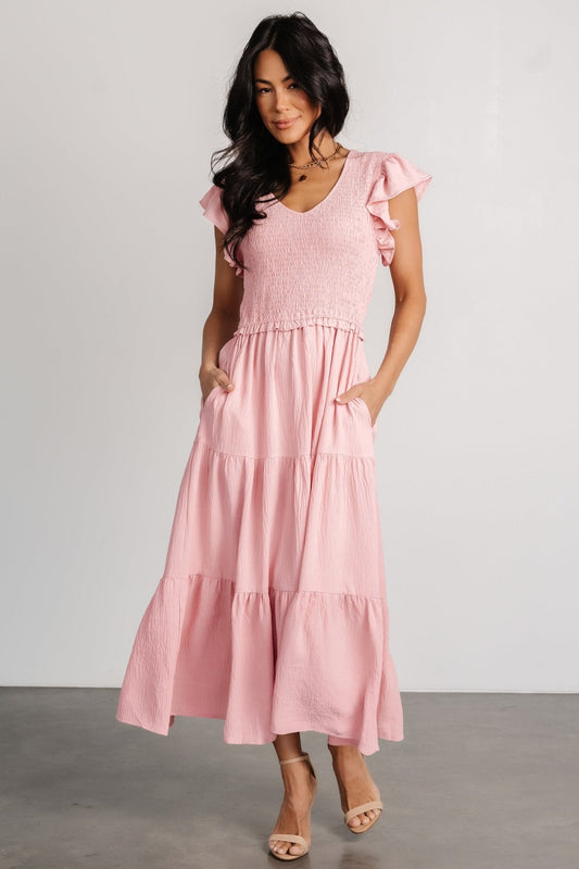 Afton Smocked Tiered Dress | Vintage Blush - Baltic Born