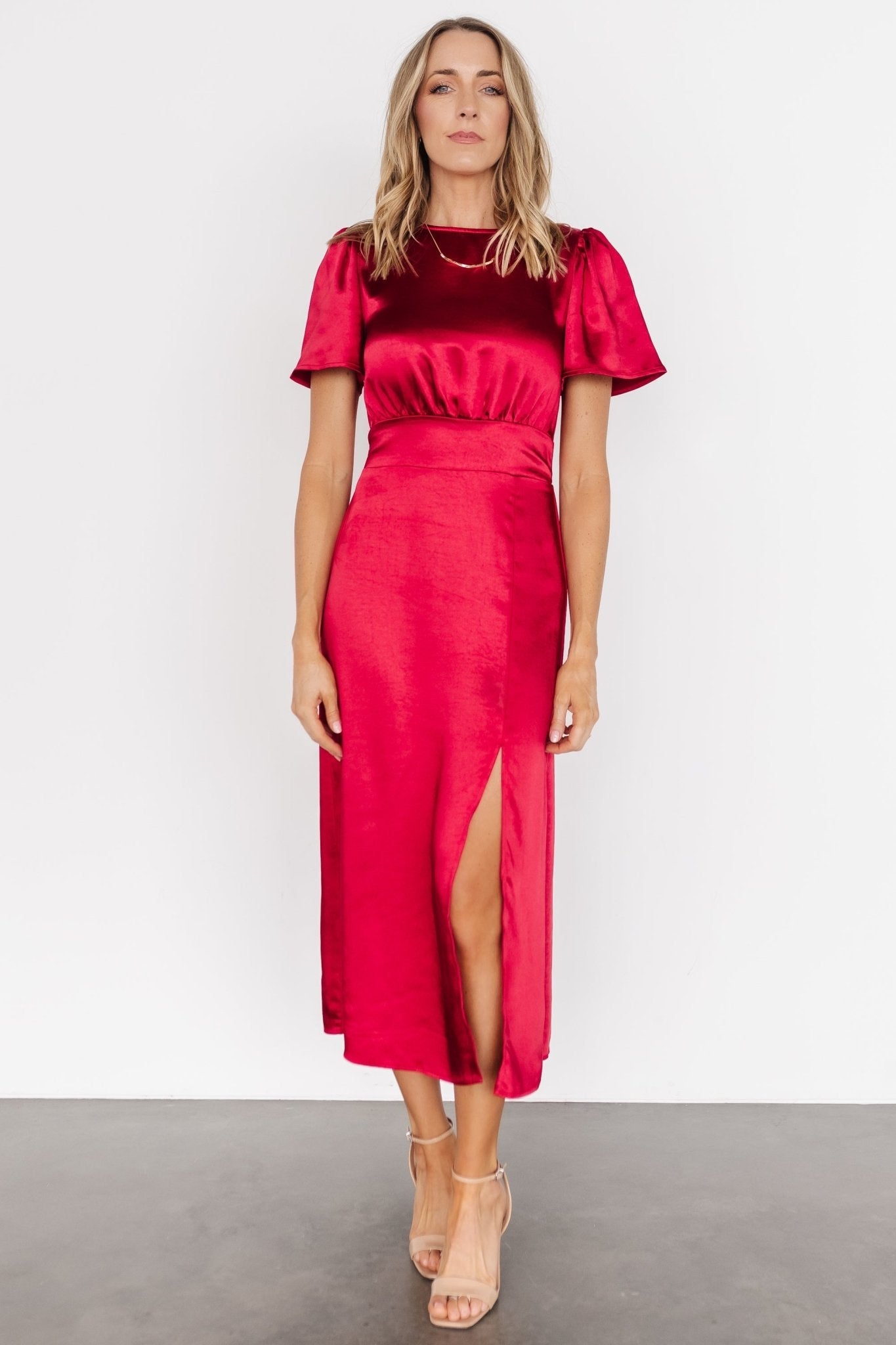 Allie Satin Dress | Deep Red - Baltic Born