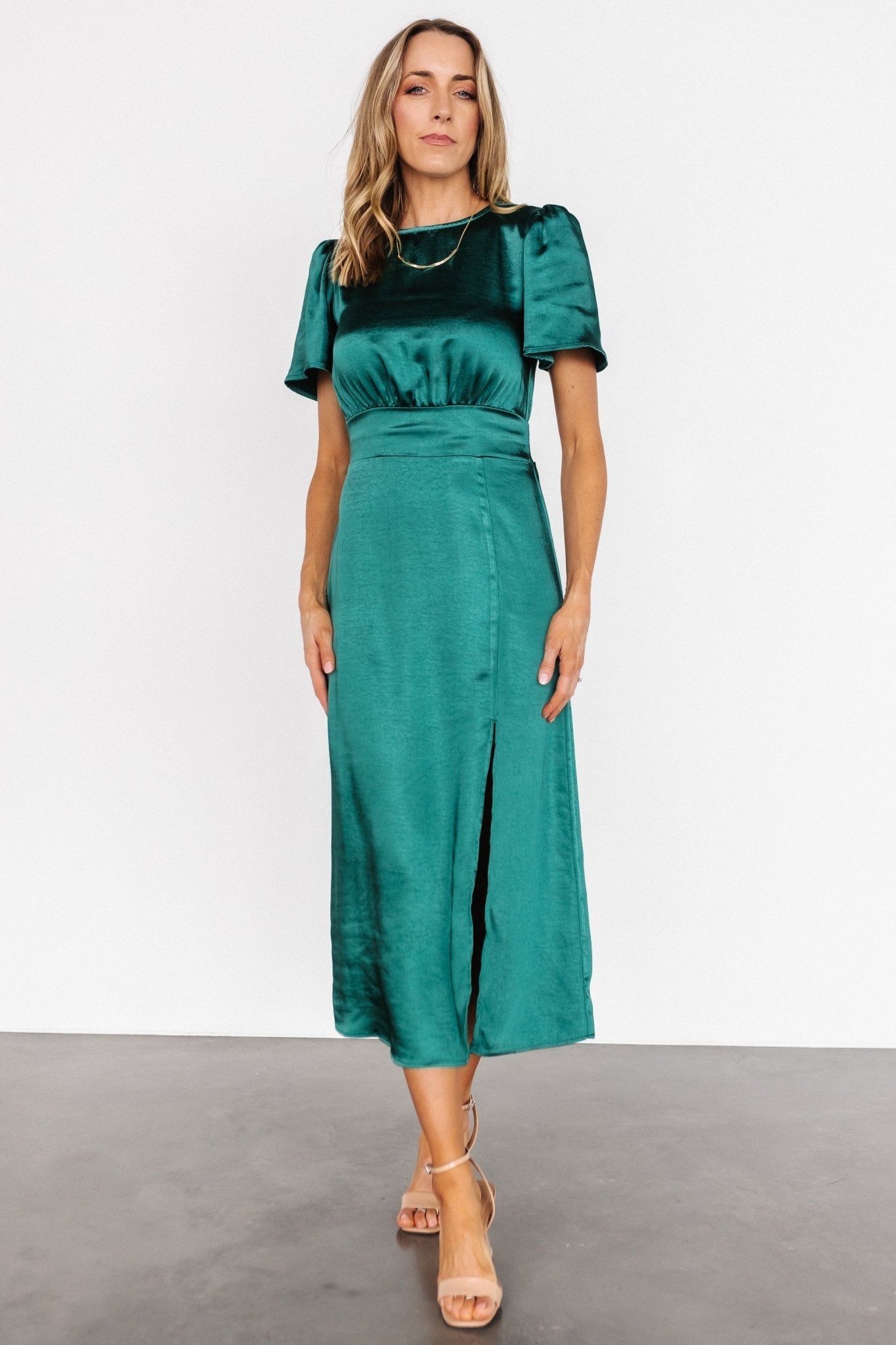 Allie Satin Dress | Emerald - Baltic Born