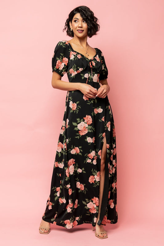 Angela Maxi Dress | Black Rose Floral - Baltic Born