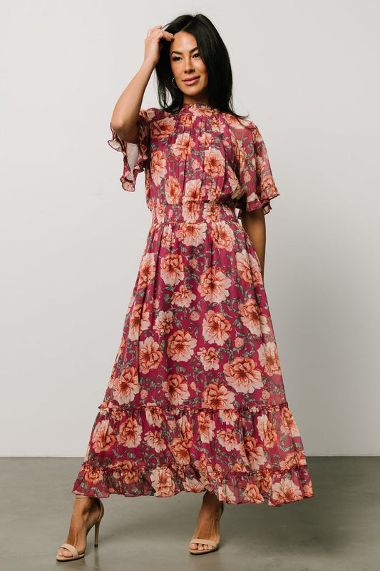 Ashton Maxi Dress | Deep Berry Floral - Baltic Born
