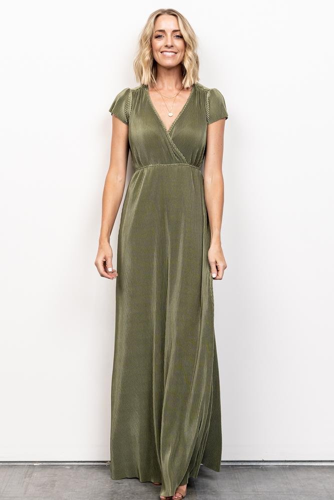Athena Pleated Maxi Dress | Sage - Baltic Born