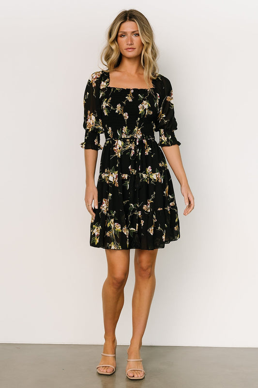 Azlyn Smocked Short Dress | Night Bloom Floral - Baltic Born