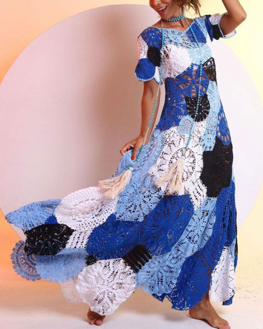Bohemian Crochet Knit Dress