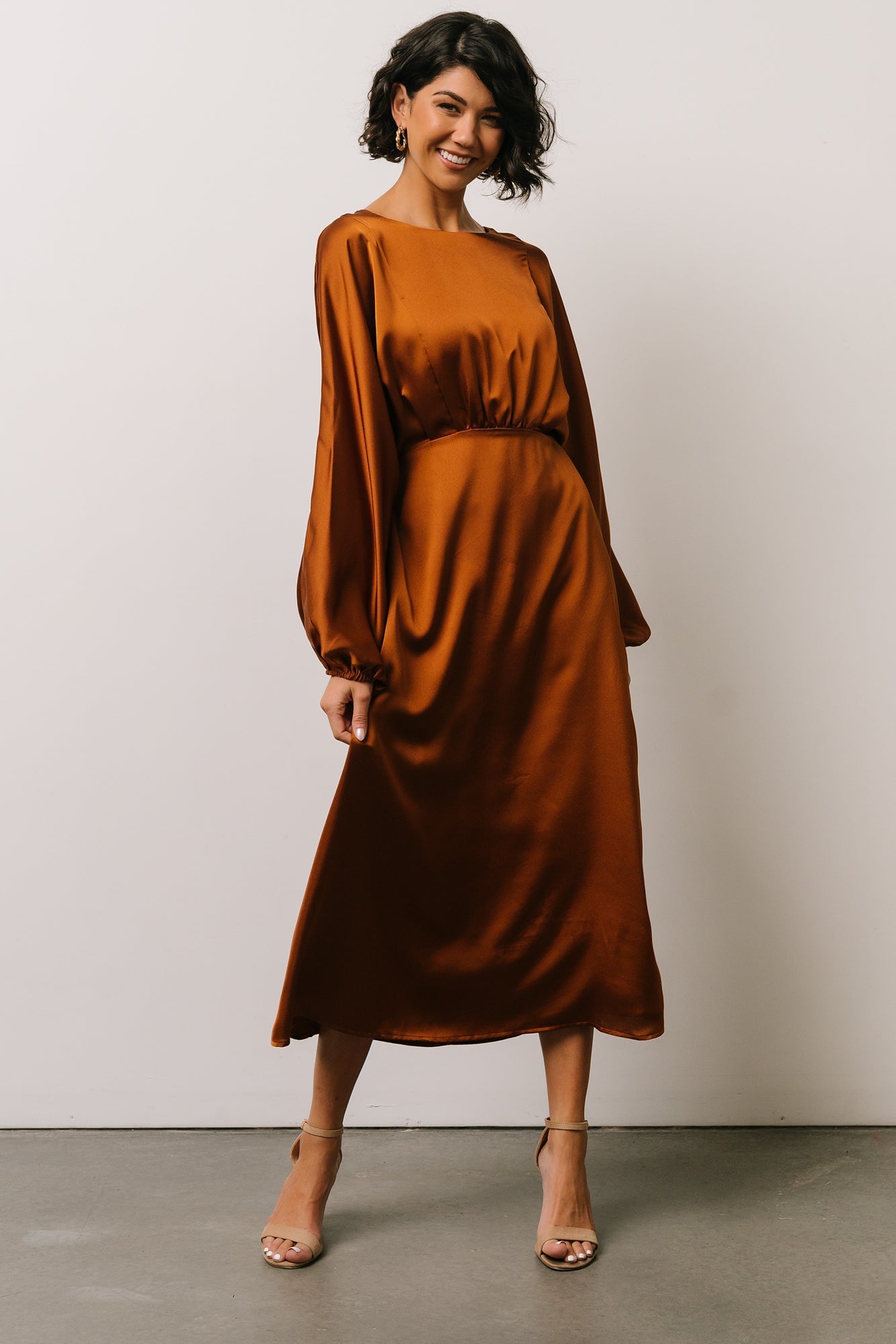 Balta Satin Midi Dress | Bronze - Baltic Born