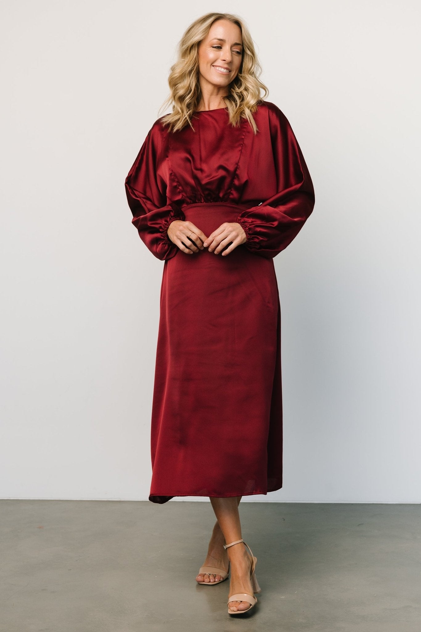 Balta Satin Midi Dress | Merlot - Baltic Born