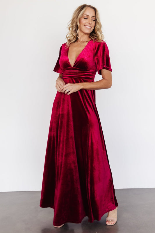 Berenice Velvet Maxi Dress | Wine - Baltic Born