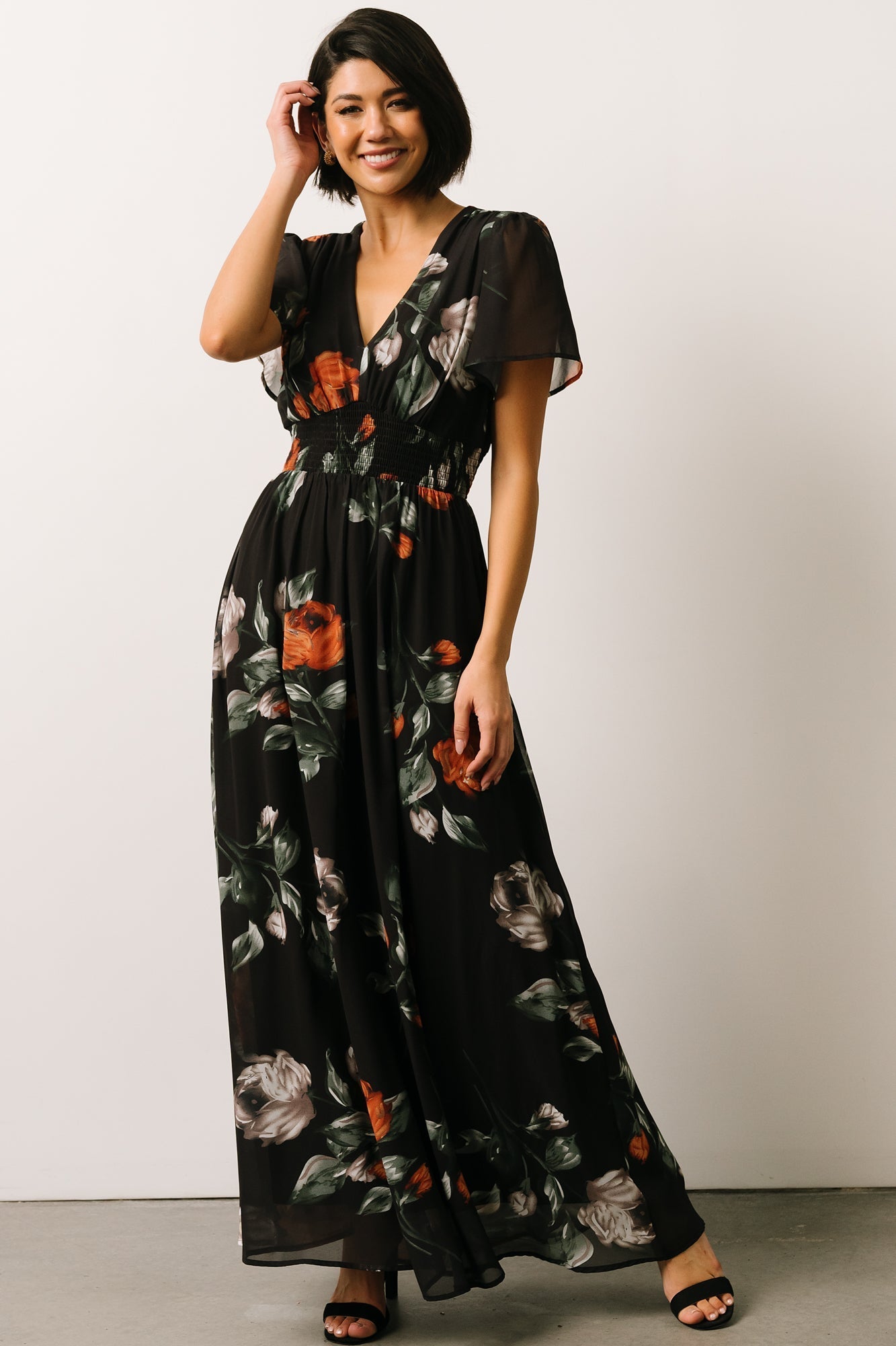 Birdie Maxi Dress | Black + Rust Floral - Baltic Born