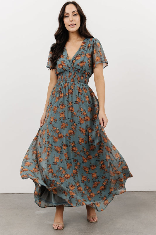 Birdie Maxi Dress | Dusty Blue Floral - Baltic Born