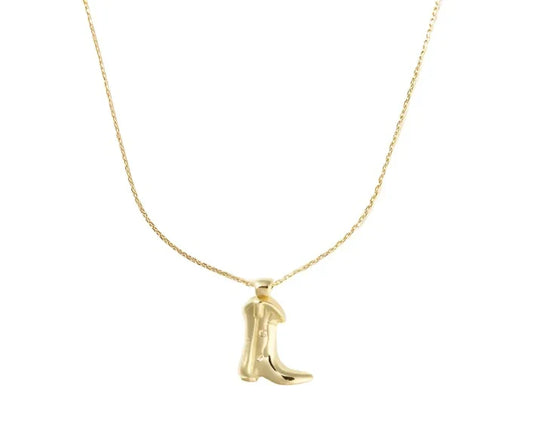Golden Cowboy Boot Necklace