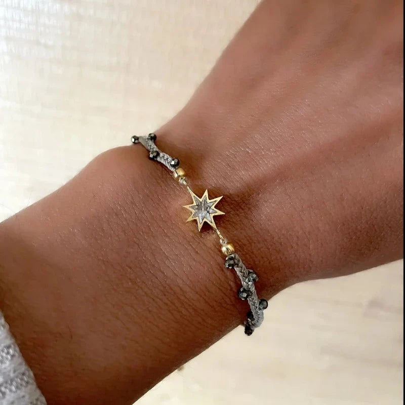 Shana Gulati "Nash" Pyrite, Sand Resin, and Gold Sun Bracelet