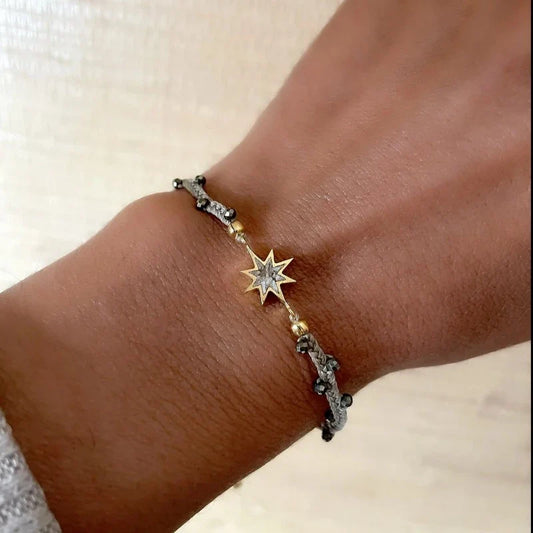 Shana Gulati "Nash" Pyrite, Sand Resin, and Gold Sun Bracelet