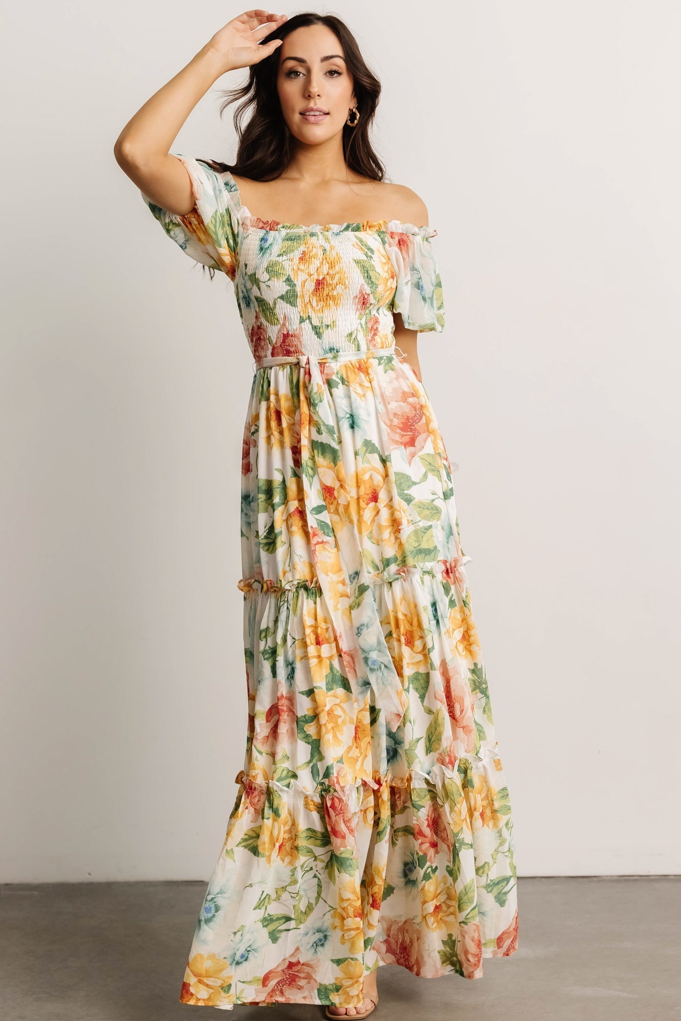 Britney Tiered Maxi Dress | Ivory Multi Floral - Baltic Born