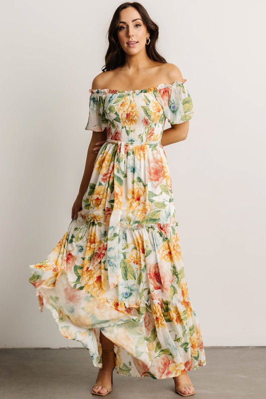 Britney Tiered Maxi Dress | Ivory Multi Floral - Baltic Born