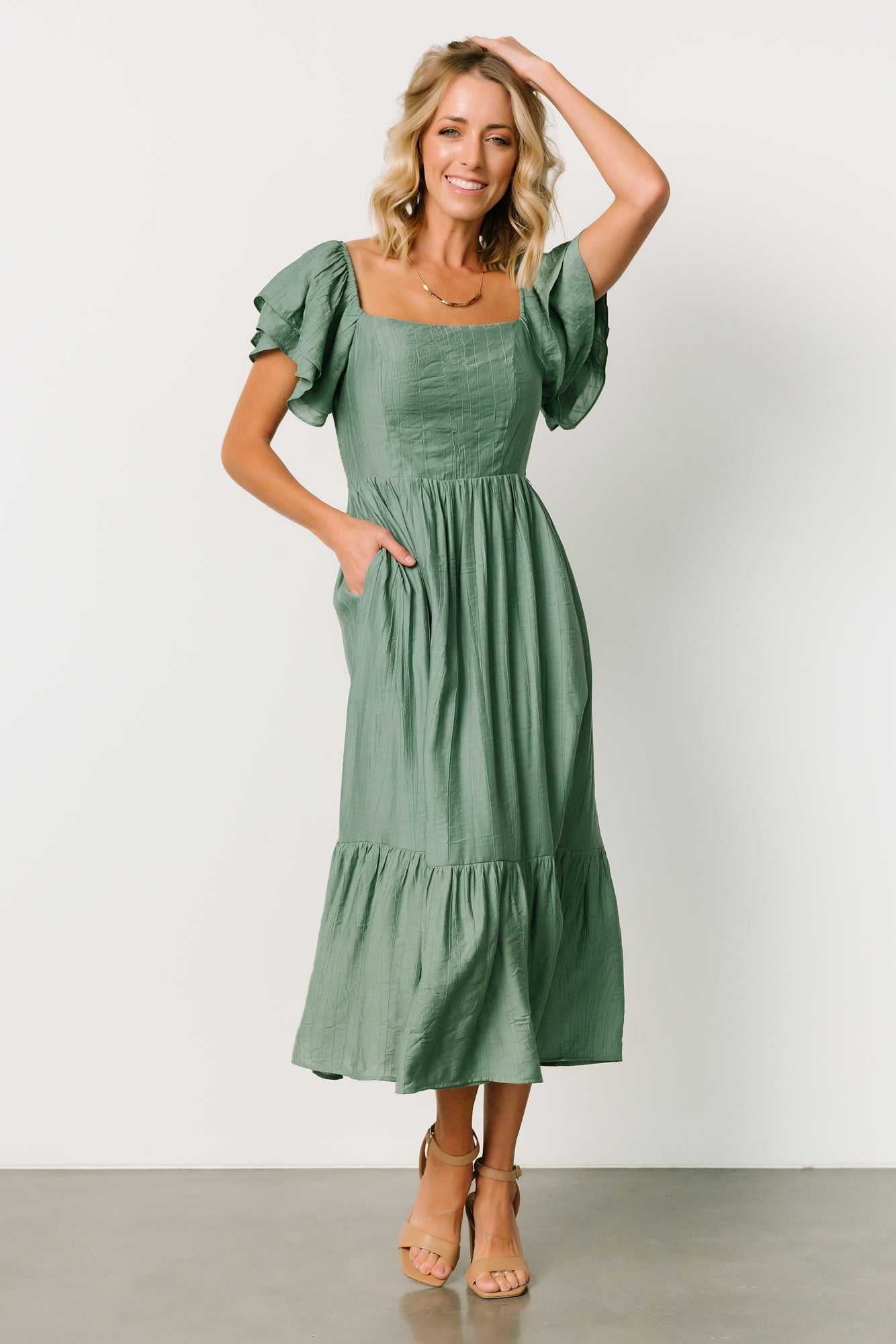 Buttercup Midi Dress | Dusty Green - Baltic Born