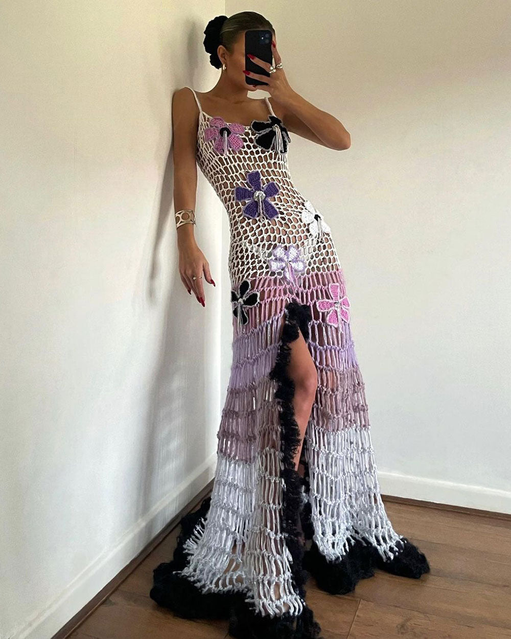 Bohemian Colorful Crochet Floral Dress