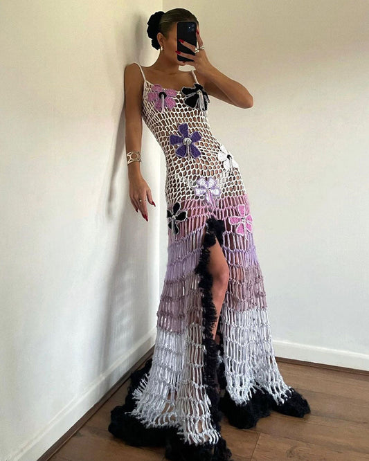 Bohemian Colorful Crochet Floral Dress