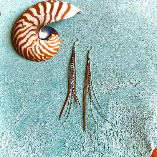 FREEBIRDS COLLECTION: Mini Feather Earrings - Griz/Fawn/Silv