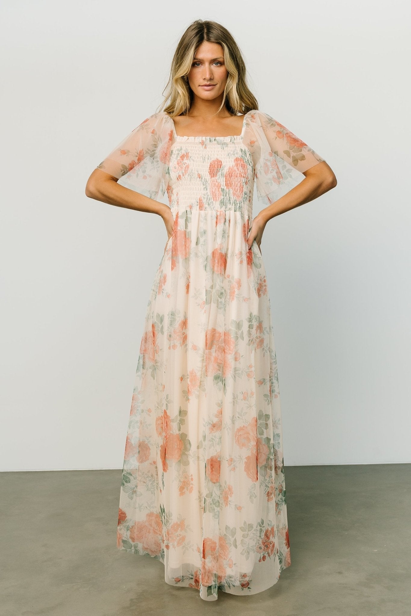 Cassandra Tulle Maxi Dress | Buttercream Floral - Baltic Born