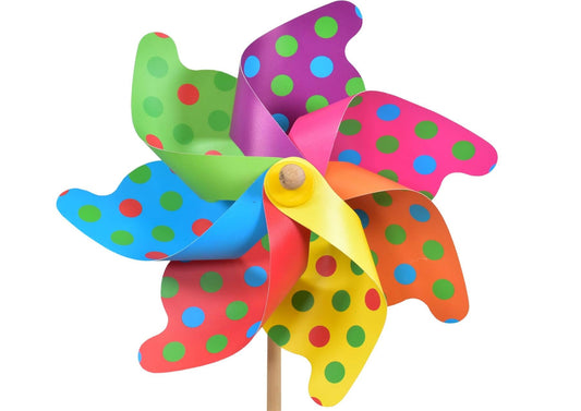 31cm Hot Colour Spotted Windmills - Assembled