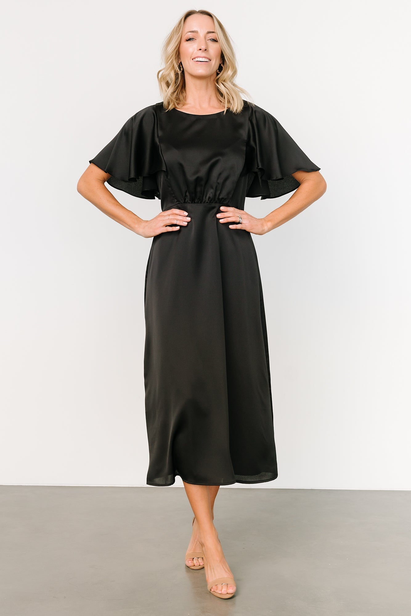 Cinta Satin Midi Dress | Black - Baltic Born