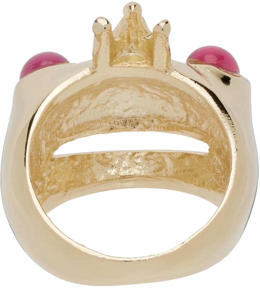 GOLD PINK FROG PRINCE RING