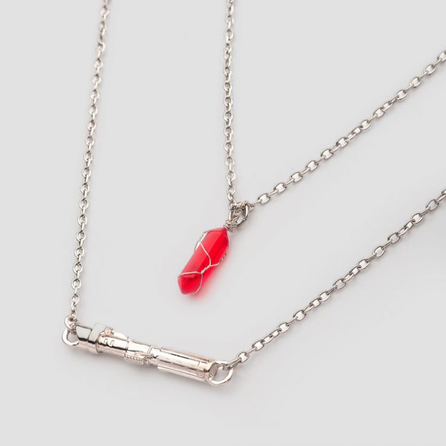 Star Wars Darth Vader Lightsaber and Kyber Crystal Tier Pendant Necklace