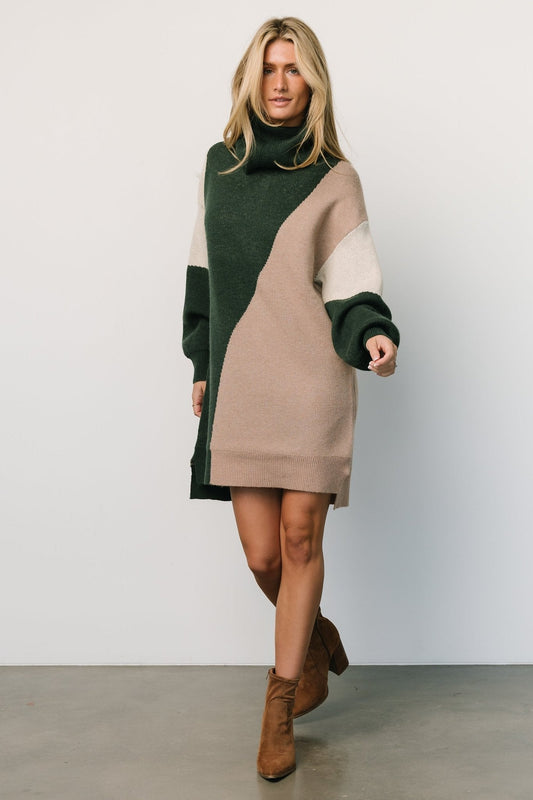 Diego Sweater Dress | Hunter Green Multi - Baltic Born