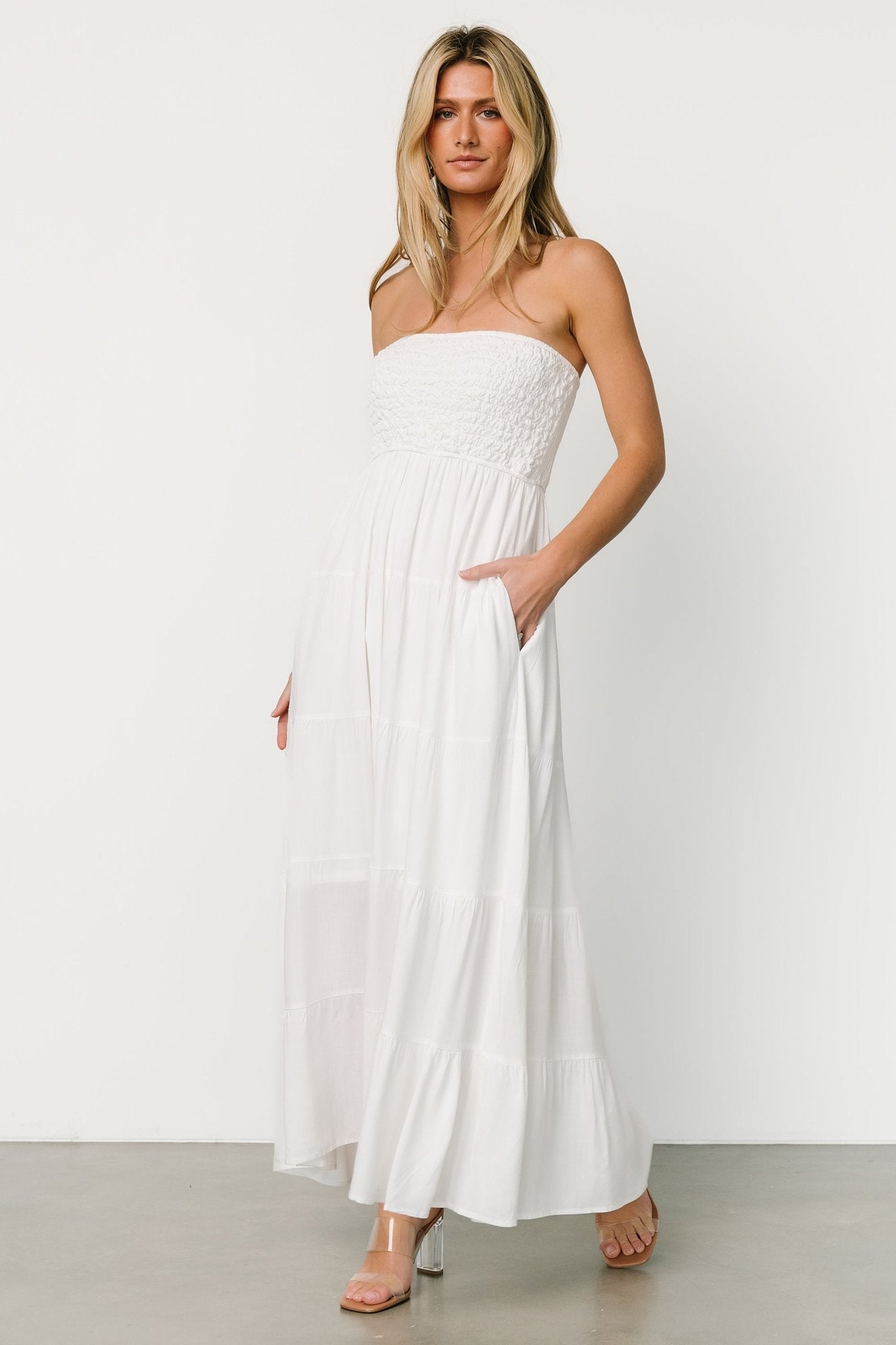 Domenica Strapless Maxi Dress | Off White - Baltic Born