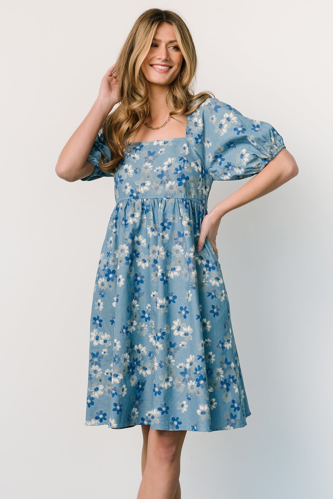 Dorothea Midi Dress | Denim Floral - Baltic Born