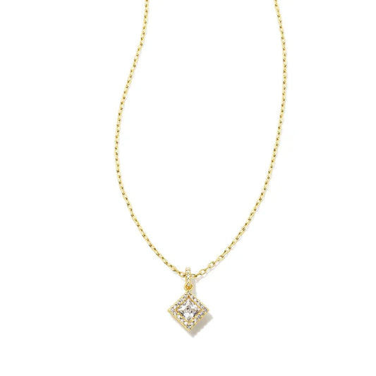 KENDRA SCOTT- Gracie Gold Short Pendant Necklace in White CZ
