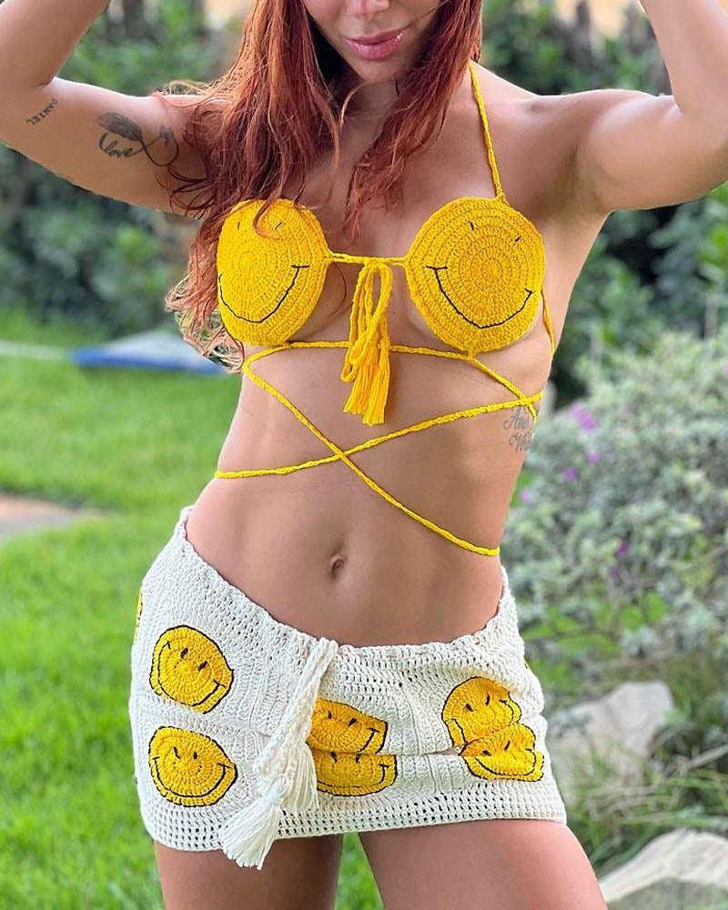 Women's fashionable suspender skirt knitted suit