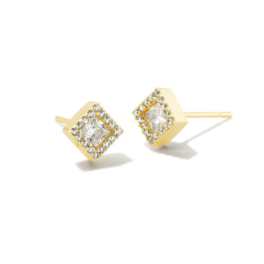 KENDRA SCOTT- Gracie Stud Earrings Gold White CZ