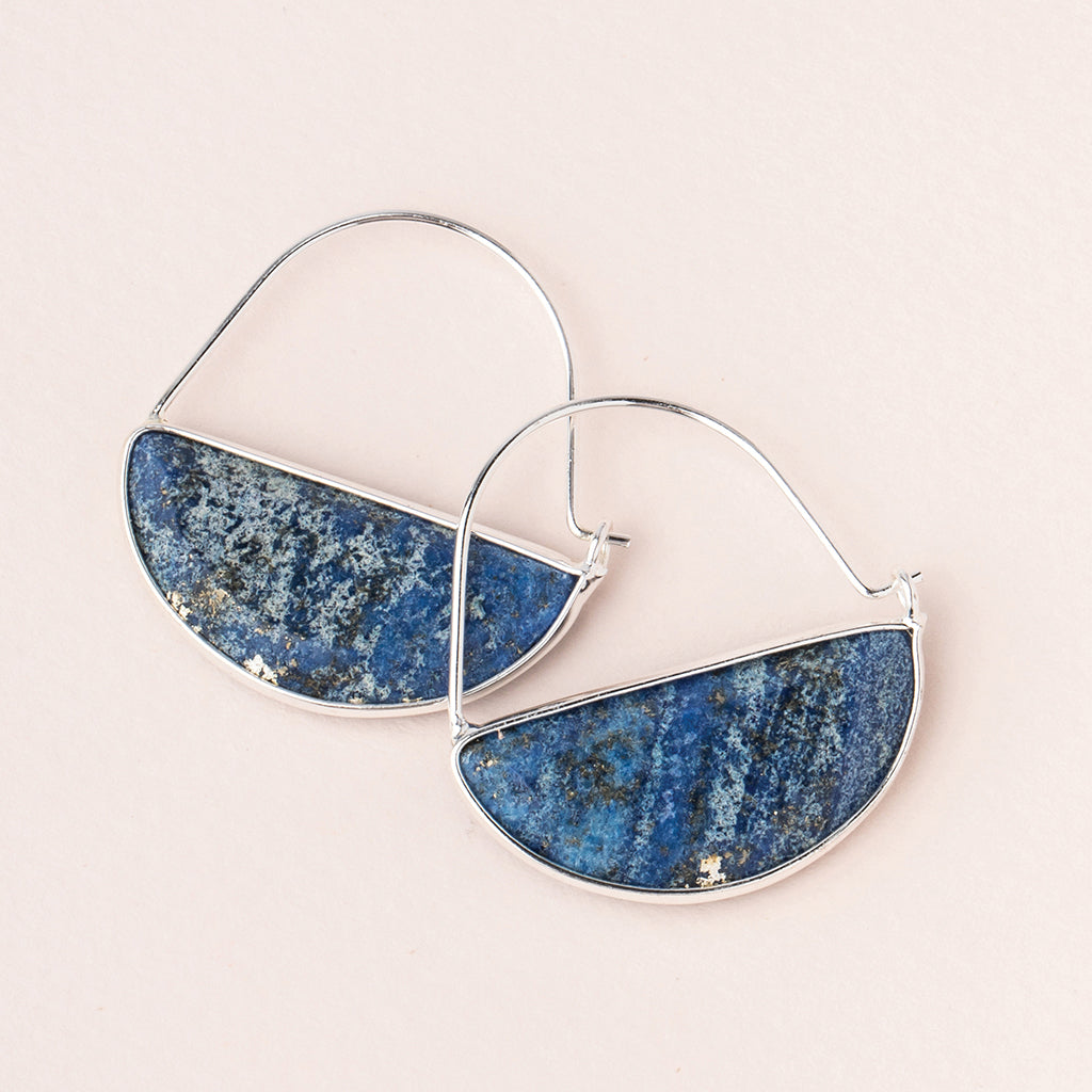 STONE PRISM HOOP EARRING -  COLOR & SILVER