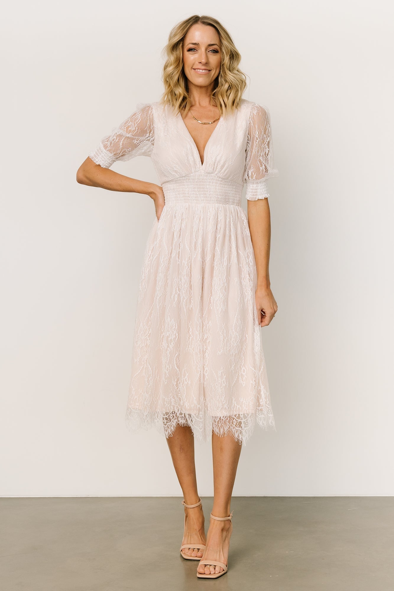 Elaina Lace Midi Dress | Off White - Baltic Born