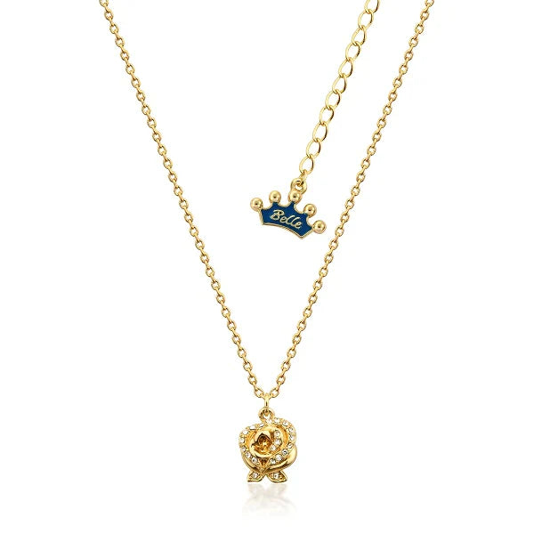 Enchanted Rose Beauty and the Beast Crystal Accent Necklace