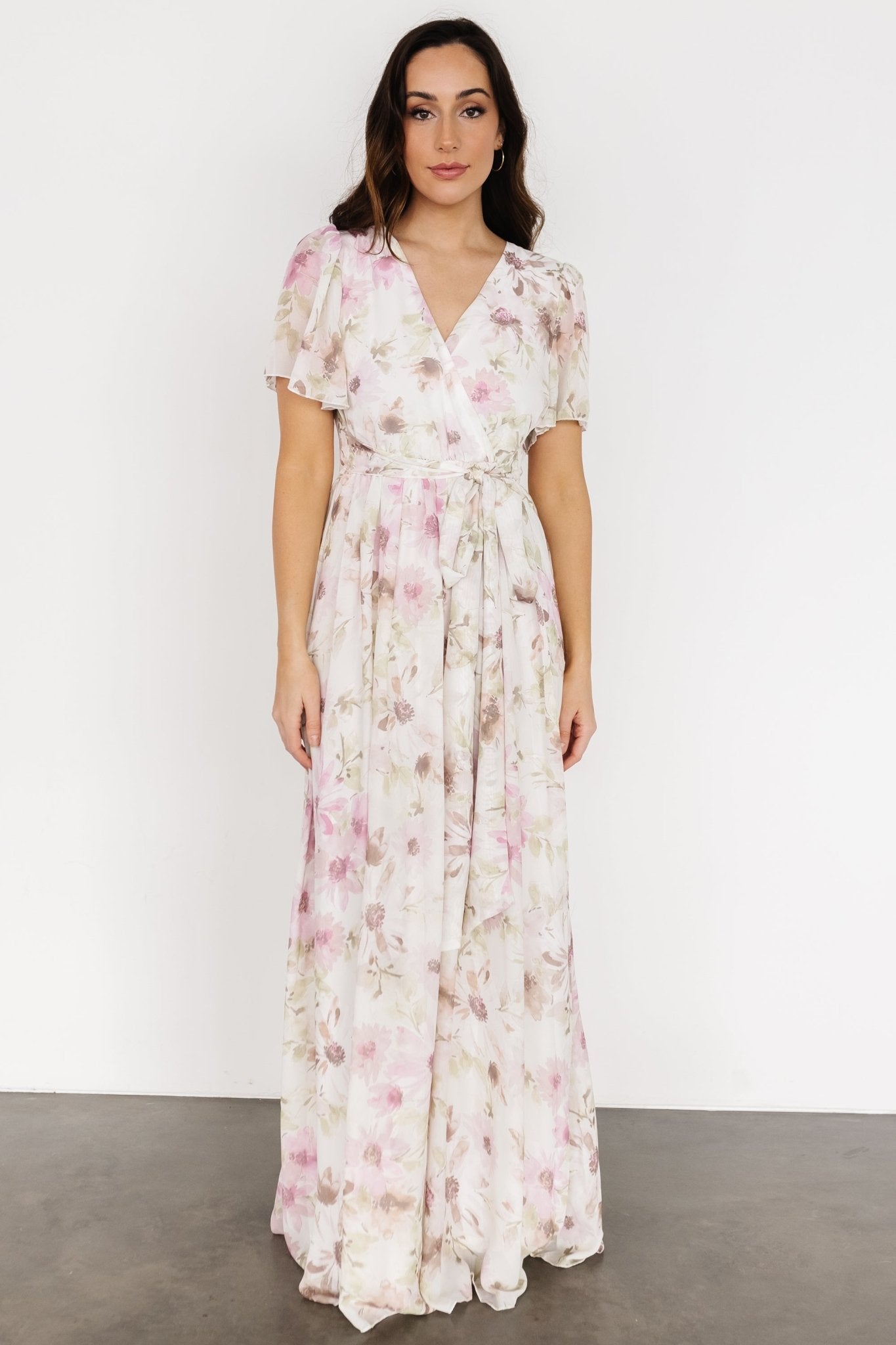 Enya Maxi Dress | White + Lilac Floral - Baltic Born