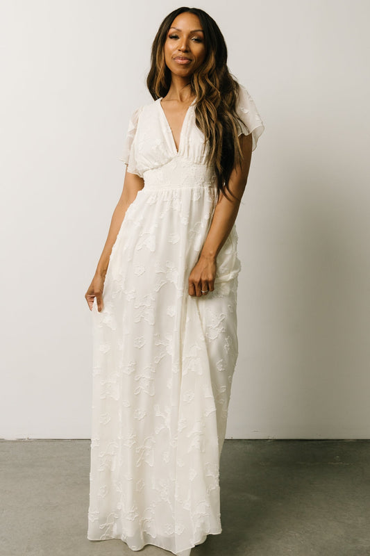 Evelyn Smocked Maxi Dress | Off White - Baltic Born