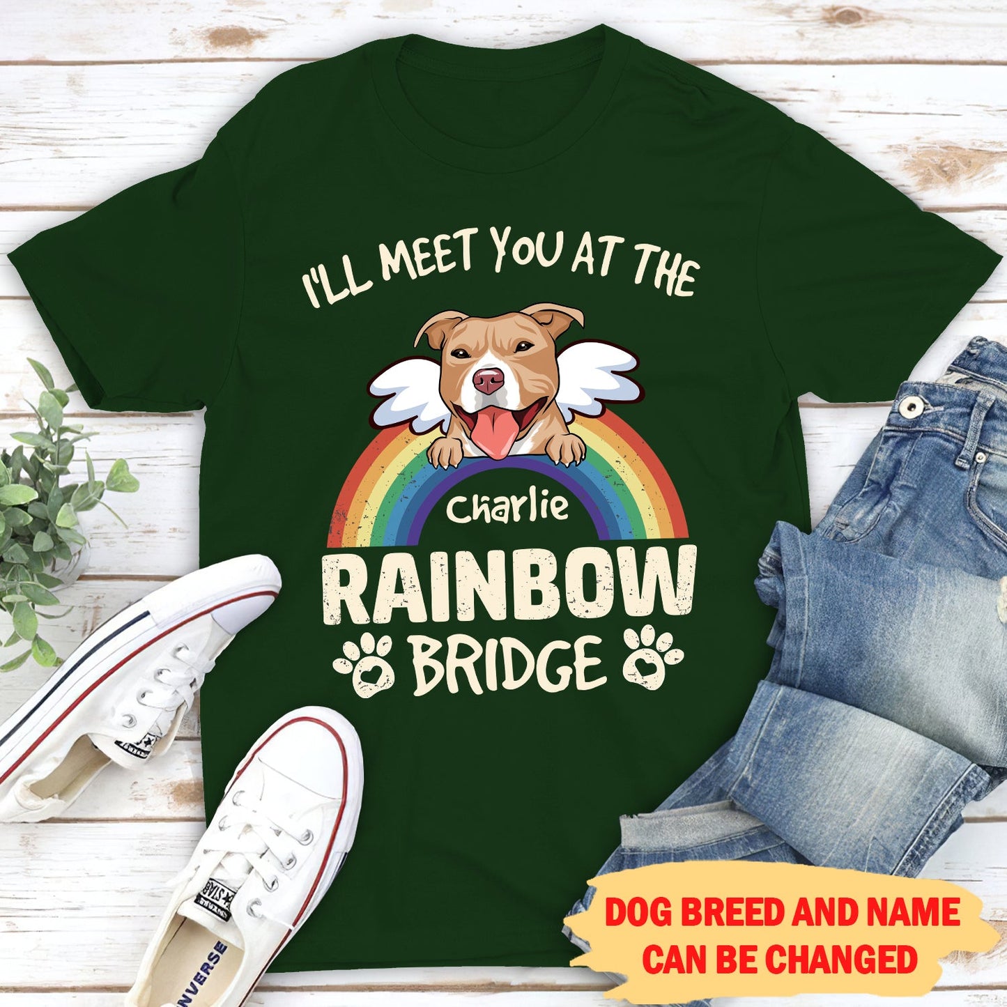 I'll Meet You At The Rainbow Bridge - Personalized Unisex T-shirt - Memorial Gifts