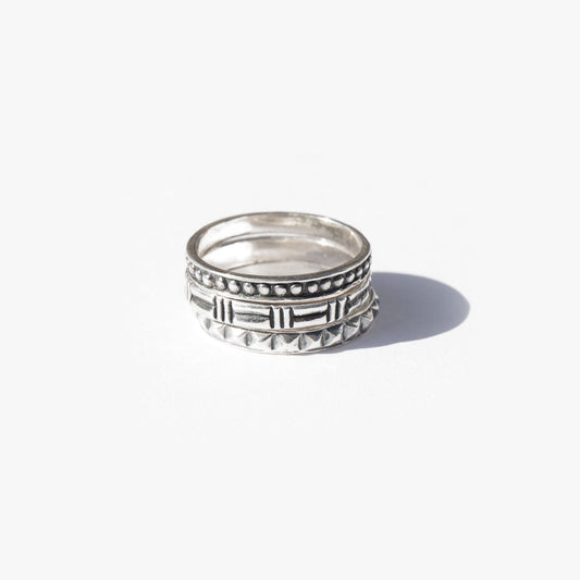 Sterling Silver Patterned Stacking Rings